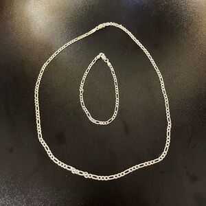 Elegant Silver Chain Necklace and Bracelet Set